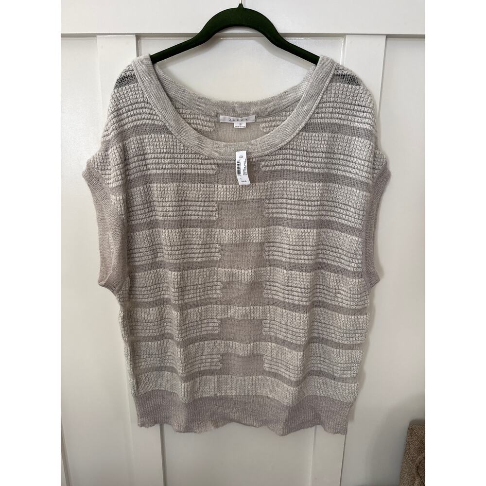 Women's DUFFY Tank Sweater Top Cream/Gray Size S (NWT)